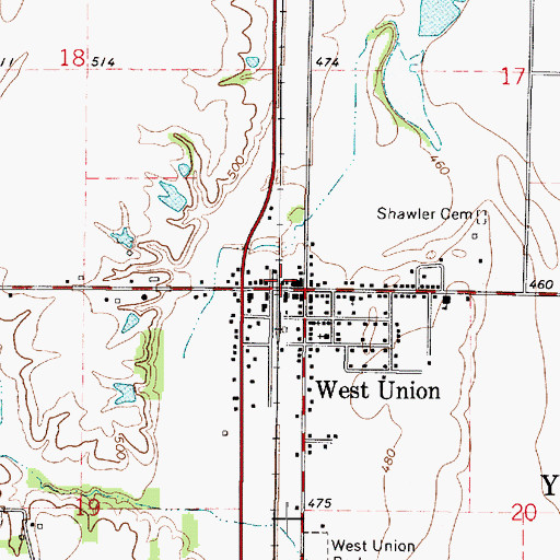 Topographic Map of West Union Community Fire Protection District, IL