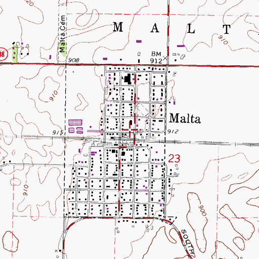 Topographic Map of Malta Fire Protection District, IL