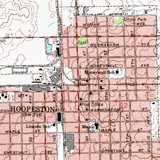 Topographic Map of Hoopeston Volunteer Fire Department, IL