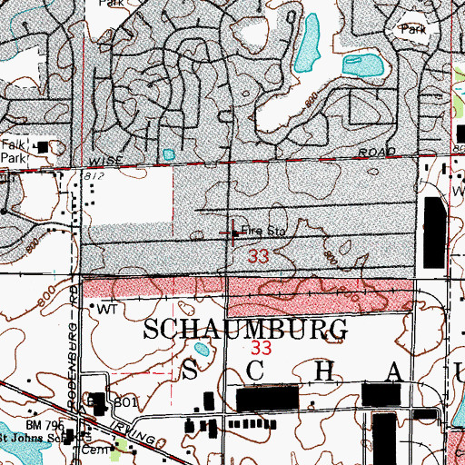 Topographic Map of Schaumburg Fire Department Station 53, IL