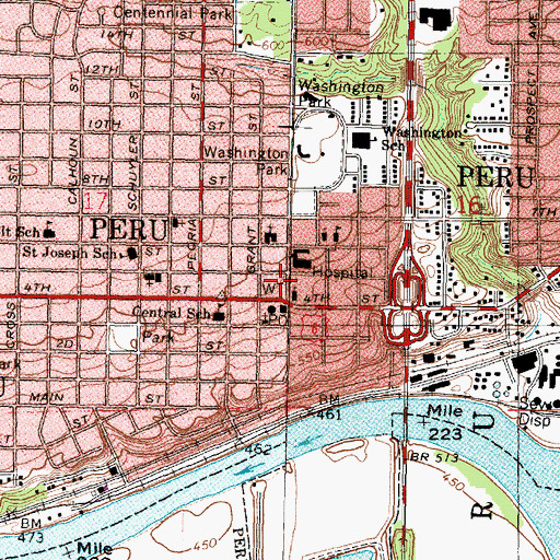 Topographic Map of Peru Fire Department, IL