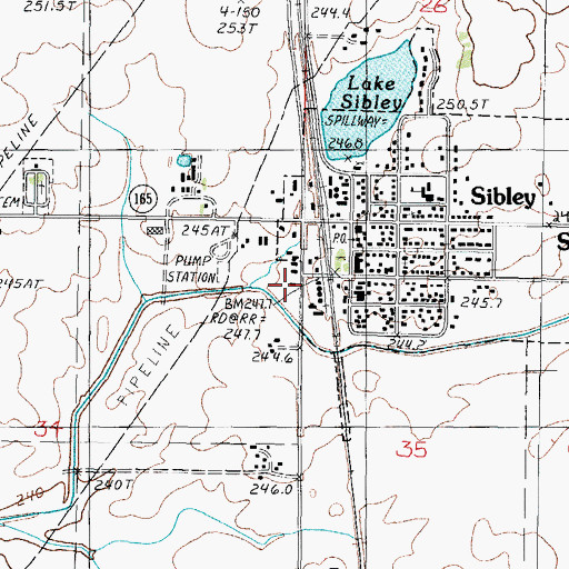 Topographic Map of Sullivan Township Fire Protection District - Sibley Fire Department, IL
