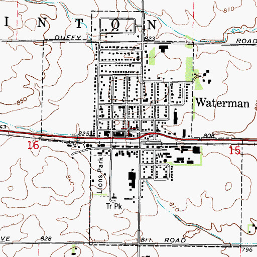 Topographic Map of Waterman Fire Protection District, IL