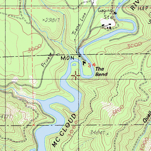 Topographic Map of The Bend, CA