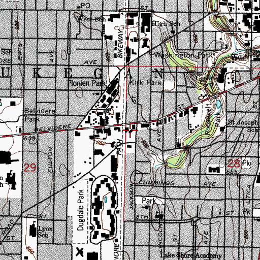 Topographic Map of Waukegan Fire Department Station 1, IL