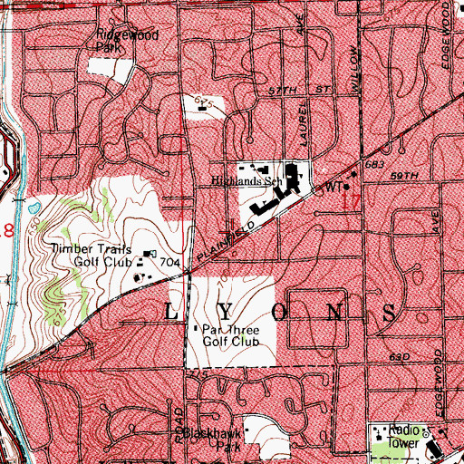 Topographic Map of Pleasantview Fire Protection District Station 1, IL