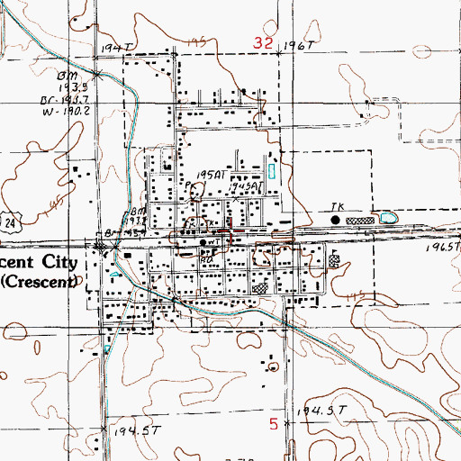 Topographic Map of Crescent - Iroquois Fire Protection District, IL