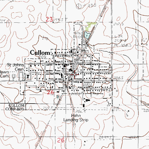 Topographic Map of Cullom Fire Department, IL