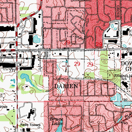 Topographic Map of Darien - Woodridge Fire Protection District Station 1, IL