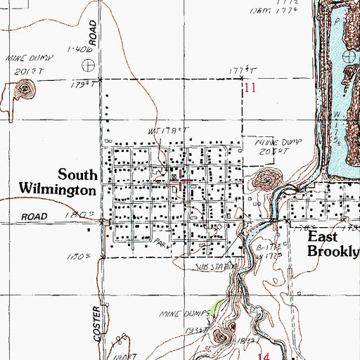 Topographic Map of South Wilmington Volunteer Fire Department, IL