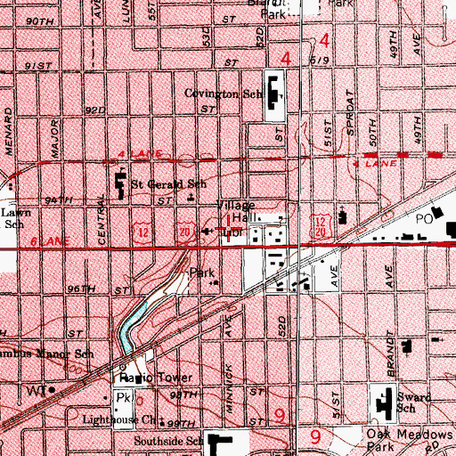 Topographic Map of Oak Lawn Fire Department Station 3, IL