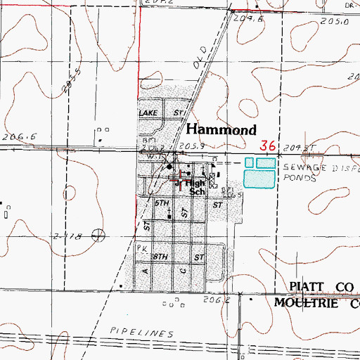 Topographic Map of Hammond Fire Protection District, IL