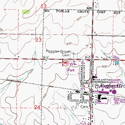 Topographic Map of North Boone Fire District 3 Station 1, IL