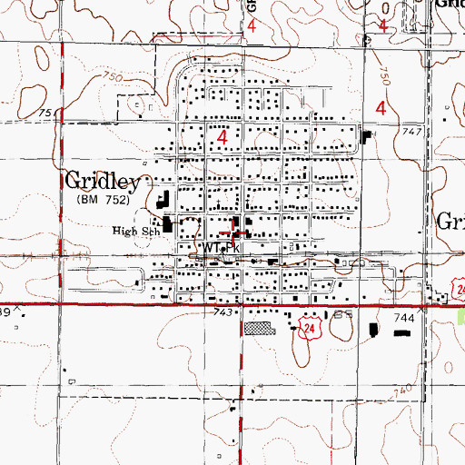 Topographic Map of Gridley Fire Protection District, IL