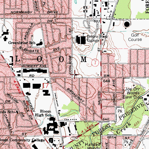 Topographic Map of Chicago Heights Fire Department Station 3, IL