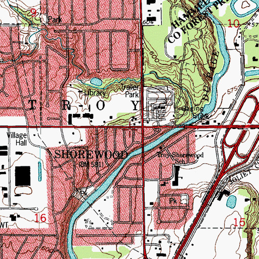 Topographic Map of Troy Fire Protection District Station 1, IL