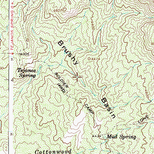 Topographic Map of Brushy Basin, AZ
