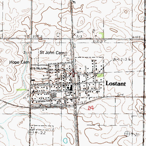 Topographic Map of Lostant Community Fire Protection District, IL