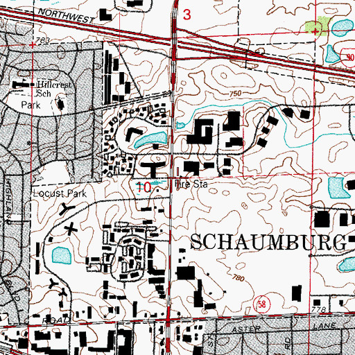 Topographic Map of Schaumburg Fire Department Station 54, IL