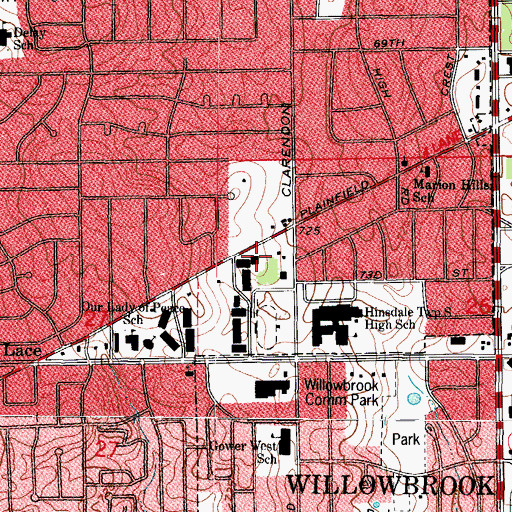 Topographic Map of Tri - State Fire Protection District Station 2 Headquarters, IL