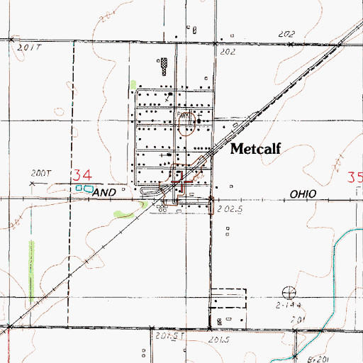 Topographic Map of Metcalf Fire Protection District, IL