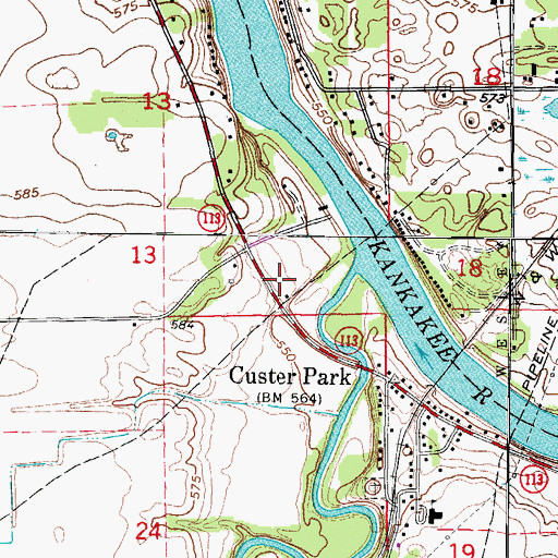 Topographic Map of Custer Township Volunteer Fire Department, IL