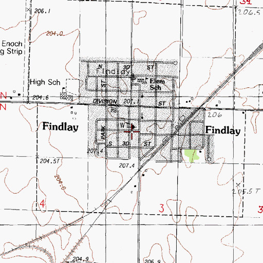 Topographic Map of Findlay Fire Department and Ambulance Service, IL