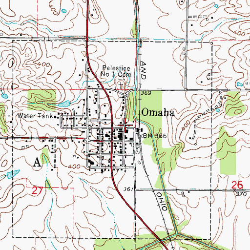 Topographic Map of Omaha Fire Department, IL