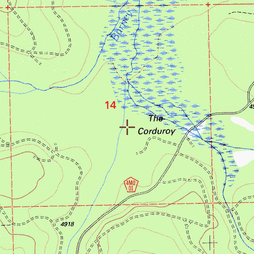 Topographic Map of The Corduroy, CA