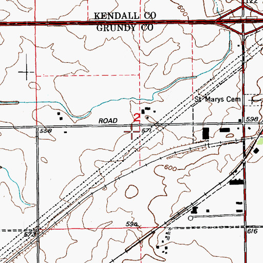 Topographic Map of Minooka Fire Protection District Station 1, IL