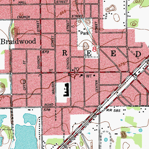 Topographic Map of Braidwood Fire Protection District Station 1, IL