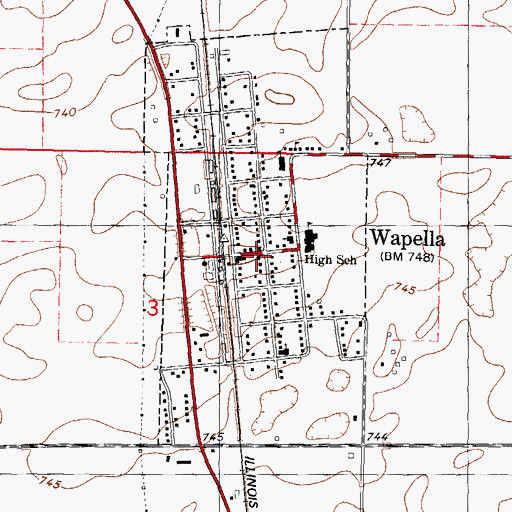 Topographic Map of Wapella Fire Protection District, IL