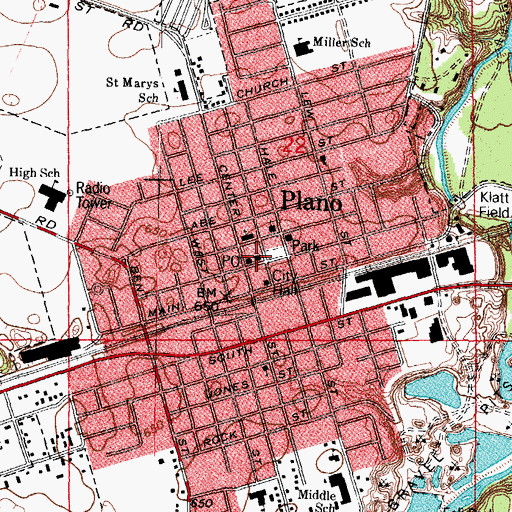 Topographic Map of Little Rock Fox Fire Department Station 1 Plano, IL