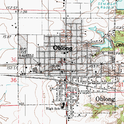 Topographic Map of Oblong Township Fire Protection District, IL