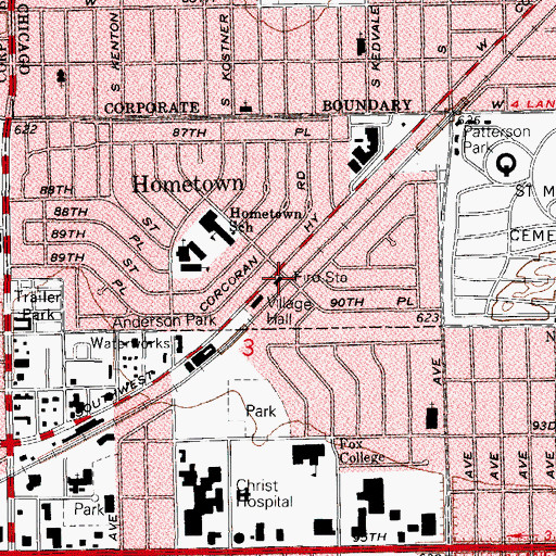 Topographic Map of Hometown Fire Protection District - R.T. Christopher Station, IL