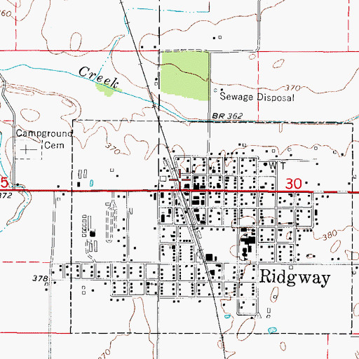 Topographic Map of Ridgway Fire Department, IL