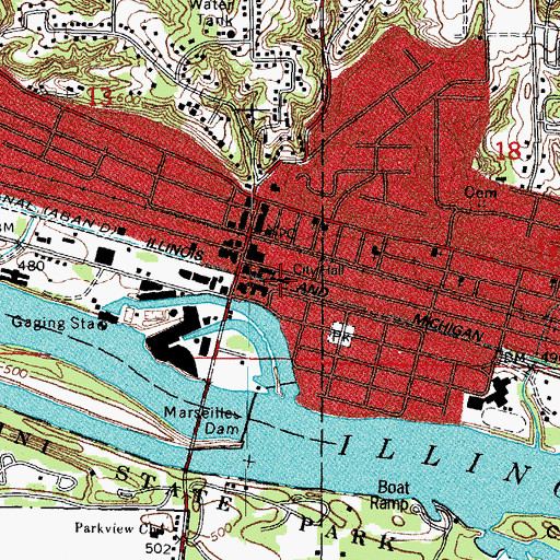 Topographic Map of Marseilles Area Ambulance Service, IL