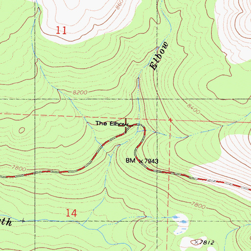 Topographic Map of The Elbow, CA