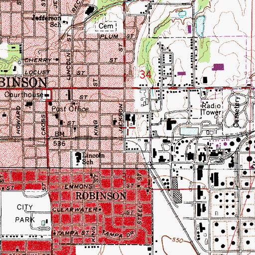 Topographic Map of Robinson Fire Department, IL