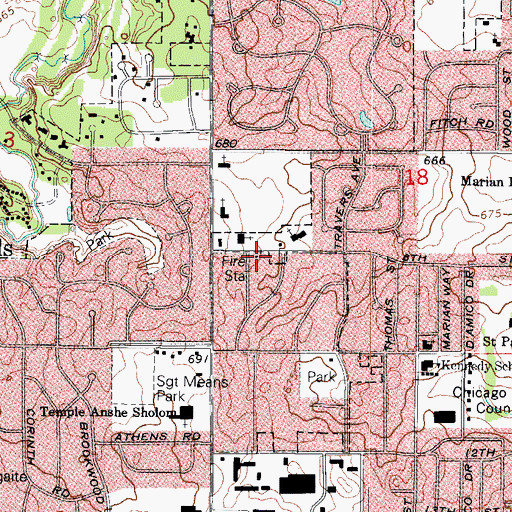 Topographic Map of Olympia Gardens Fire Department, IL