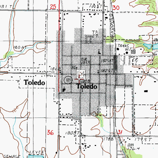 Topographic Map of Toledo Volunteer Fire Department, IL