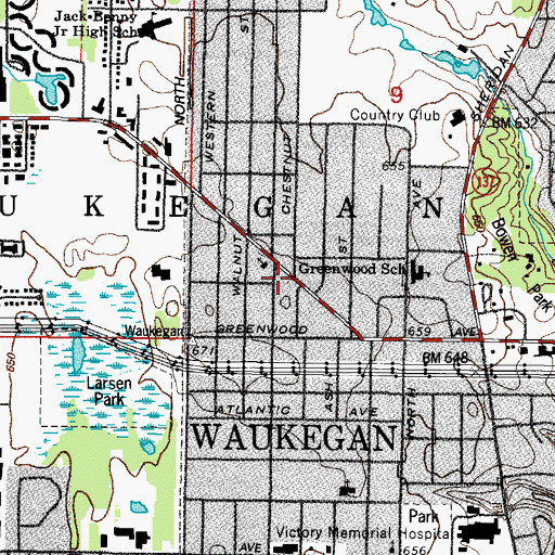 Topographic Map of Waukegan Fire Department Station 4, IL