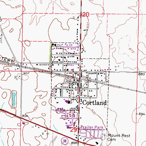 Topographic Map of Cortland Fire Department, IL