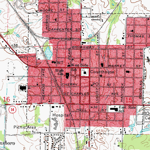 Topographic Map of McLeansboro Fire Department, IL