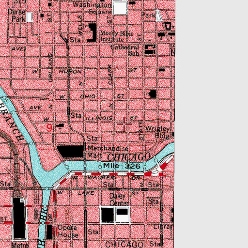 Topographic Map of Chicago Fire Department District 1 Headquarters, IL