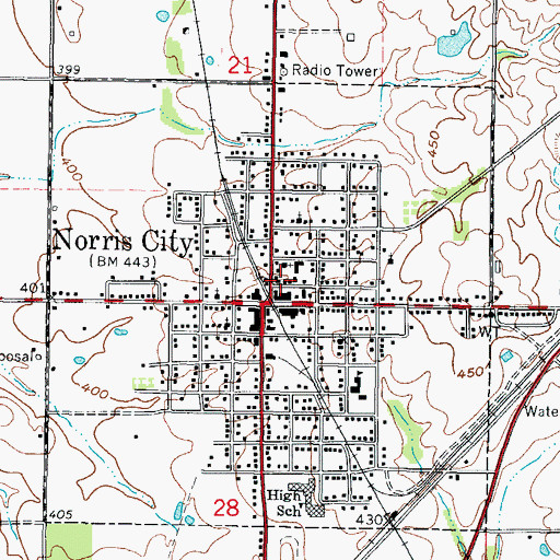 Topographic Map of Norris City Fire Protection District, IL