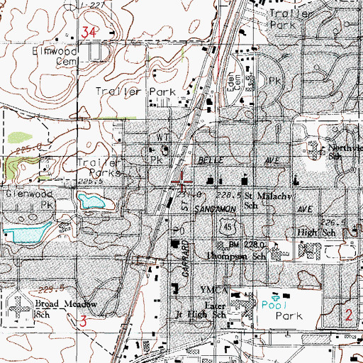 Topographic Map of Rantoul Fire Department Station 1, IL