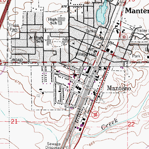 Topographic Map of Manteno Fire Protection District Station 1, IL