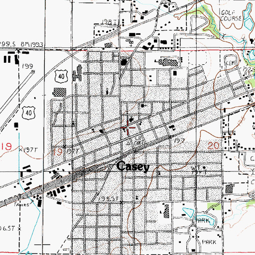 Topographic Map of Casey Fire Department, IL