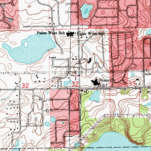 Topographic Map of Palos Fire Protection District Station 2, IL